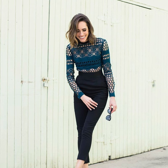 Self-Portrait Taylor Swift Lattice Lace Mock Neck Long Sleeve Jumpsuit - Picture 3 of 8